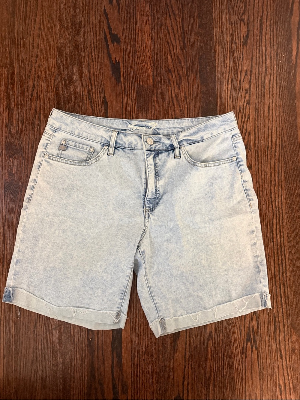 Seven7 Faded Light Blue Denim Bermuda Shorts